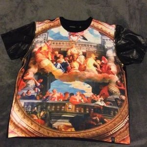 Hudson T shirt leather sleeves 3xl fits like 2xl